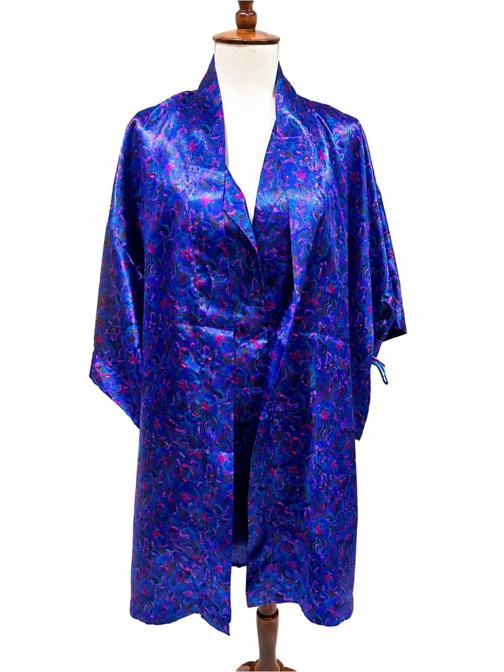 Cacique Silky Blue Paisley Kimono Robe and Night Gown Set Button Down Small
